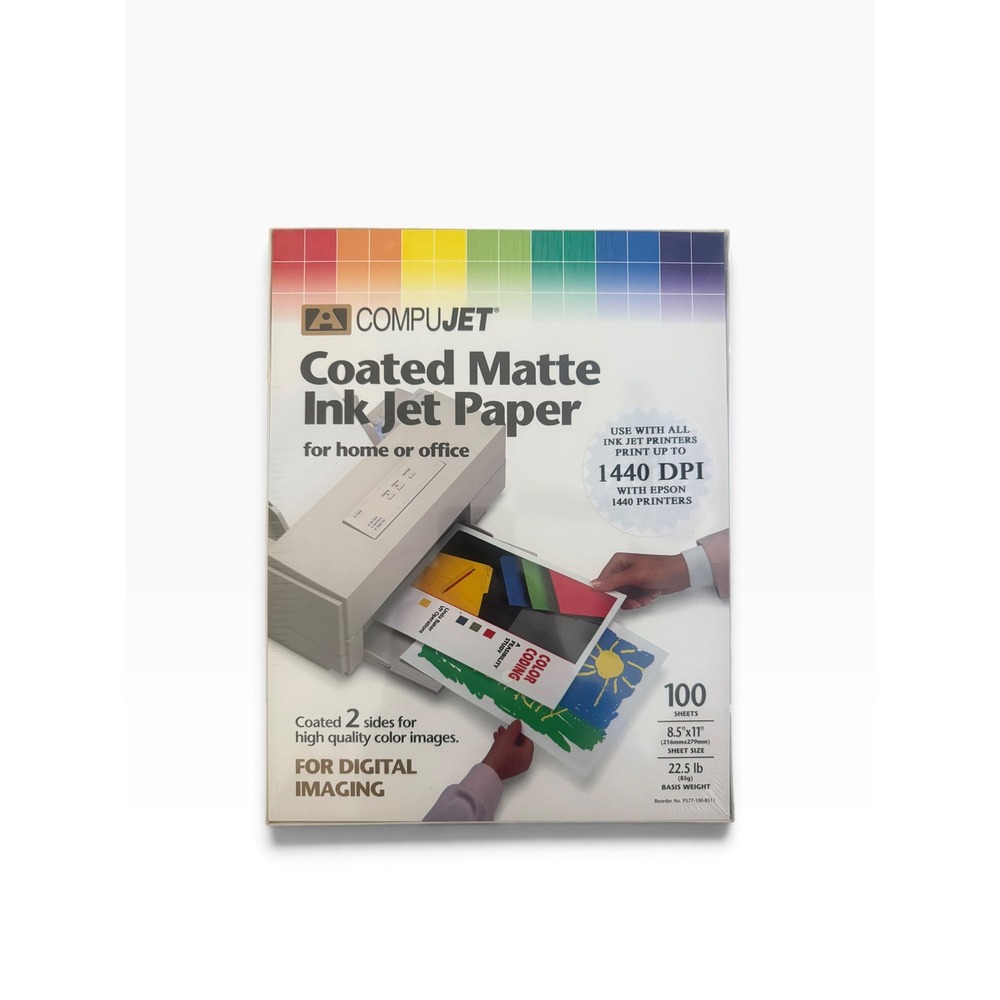 CompuJet Coated Matte Ink Jet Paper 8.5x11 100 Sheets 1440 DPI P577-100-8511
